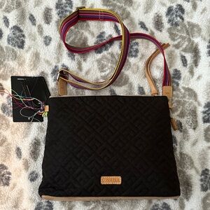Consuela Black Quilted Crossbody with Multicolor Strap
